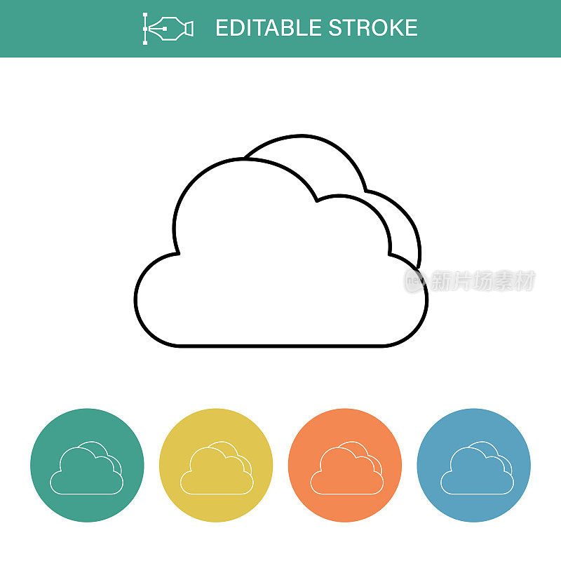 多云-天气可编辑的细线图标