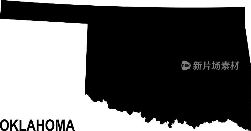 俄克拉何马州白人背景下的黑色基本地图