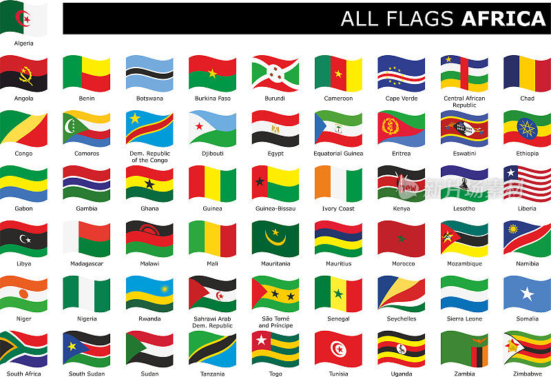 在飘扬的旗帜上写上非洲的名字