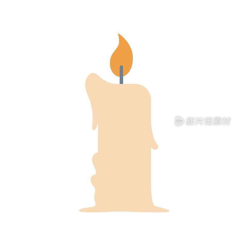 复古魔术波西米亚石蜡或蜡蜡烛孤立在白色背景。