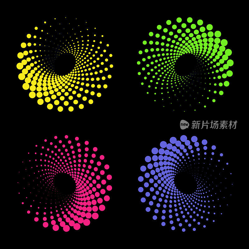 颜色半色调圆点漩涡图案图标系列