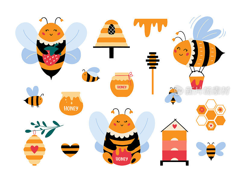 可爱cartoonÂ大黄蜂向量集蜜蜂