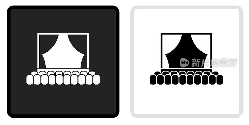 剧院图标黑色按钮与白色翻转