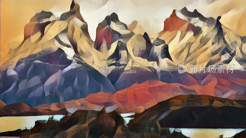 达达主义的托雷斯·德尔·佩恩的绘画山峰