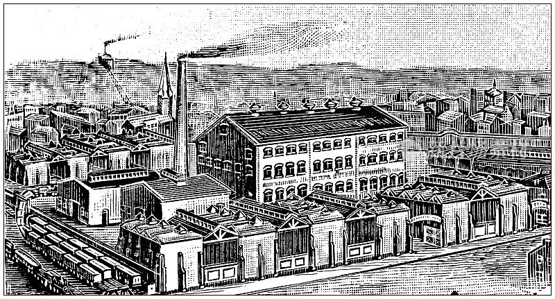 古董插图美国，俄亥俄州的地标和公司:辛辛那提，埃克斯坦白铅公司。