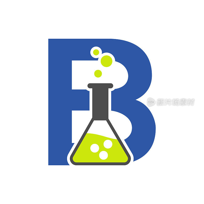 字母B实验室标志概念科学，保健，医疗，实验室，化学和自然符号