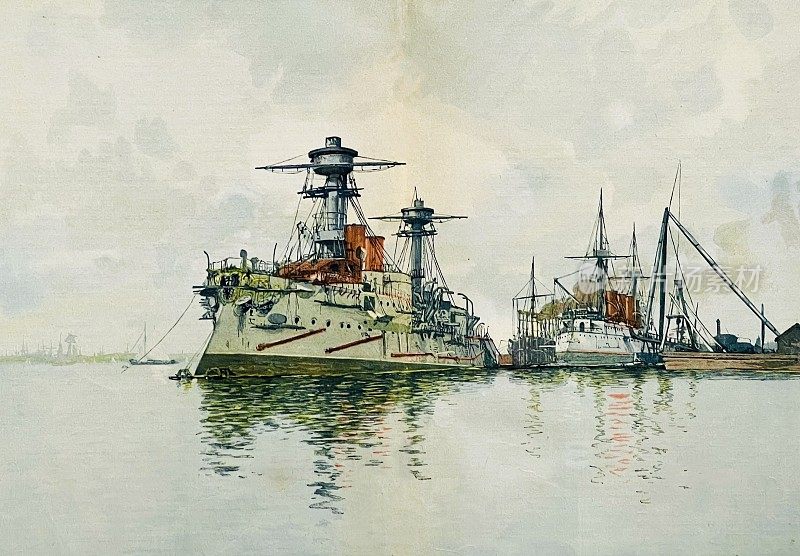 德国军舰W?rth在港口