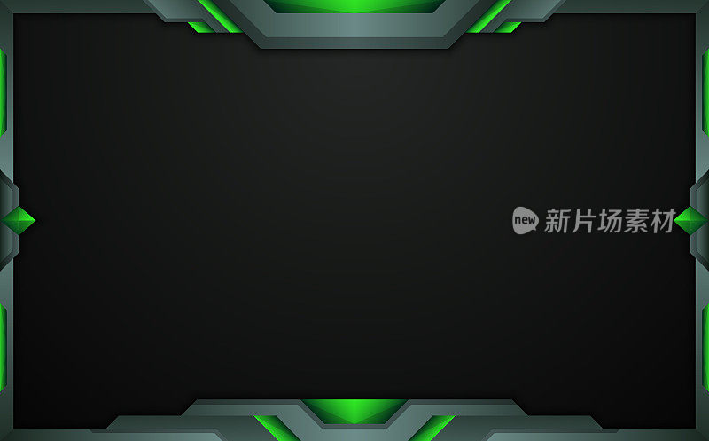 摘要绿色金属边框游戏覆盖屏幕界面面板，用于直播视频流