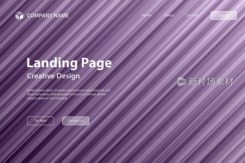 登陆页模板-抽象设计与对角线-新潮紫色梯度