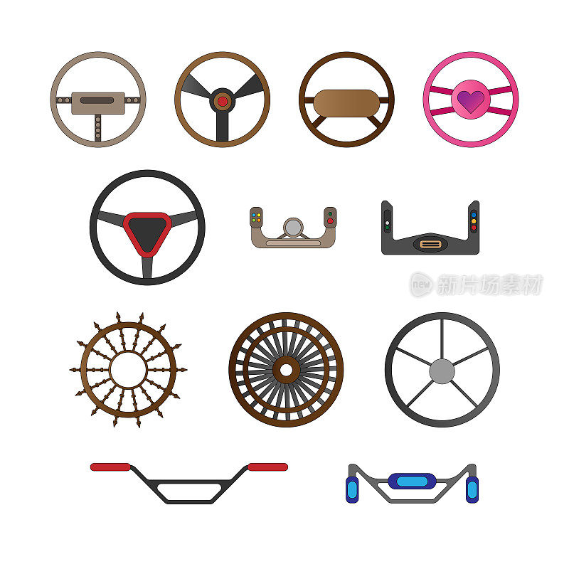 汽车、轮船、自行车和飞机方向盘