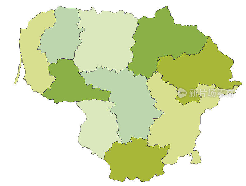 高度详细的可编辑的政治地图与分离的层。立陶宛。