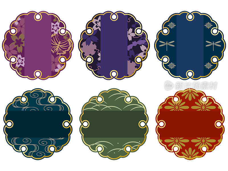 6种豪华的日本花纹框