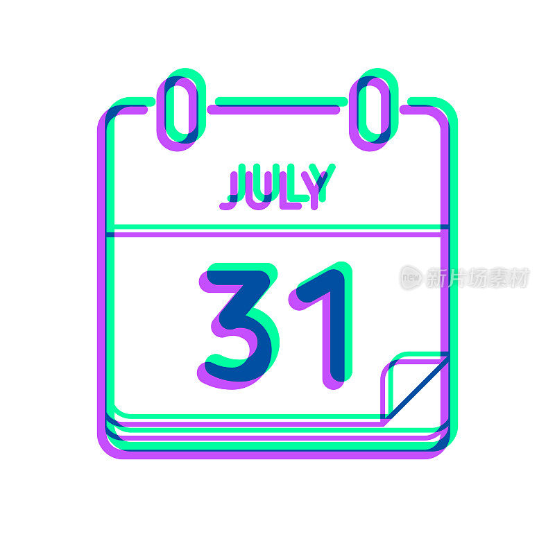 7月31日。图标与两种颜色叠加在白色背景上