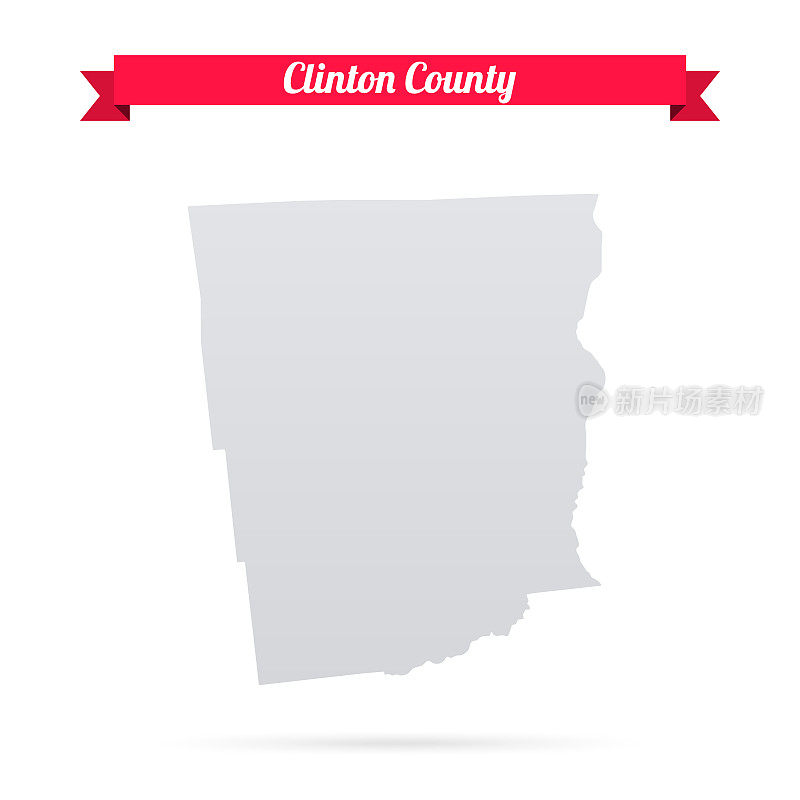 克林顿县，纽约。白底红旗地图