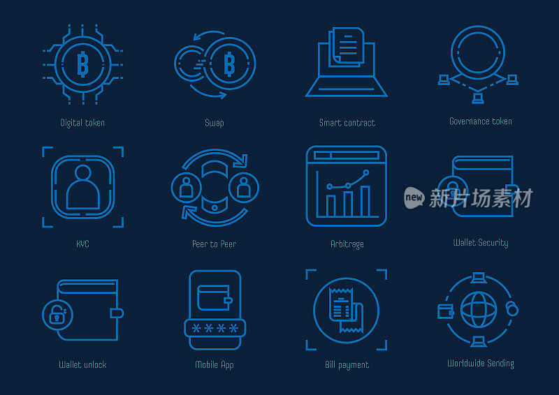 金融科技图标设置加密货币