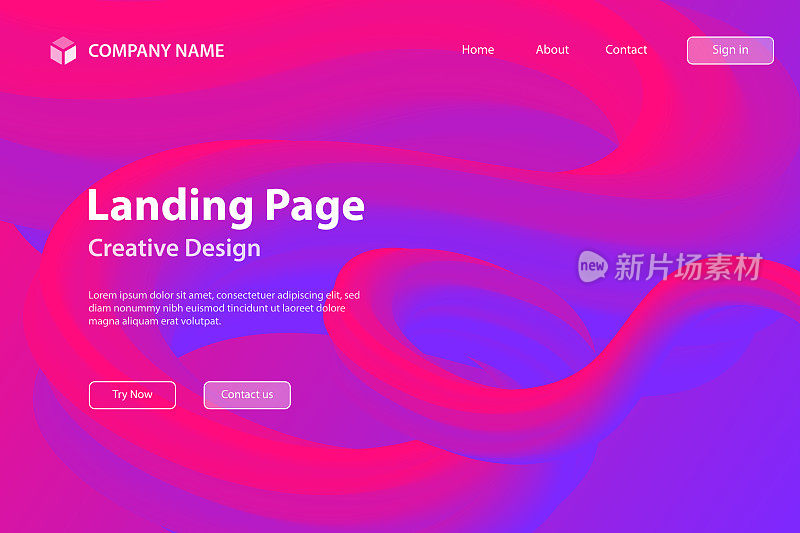登陆页面模板-流体抽象设计与紫色梯度-时尚的背景