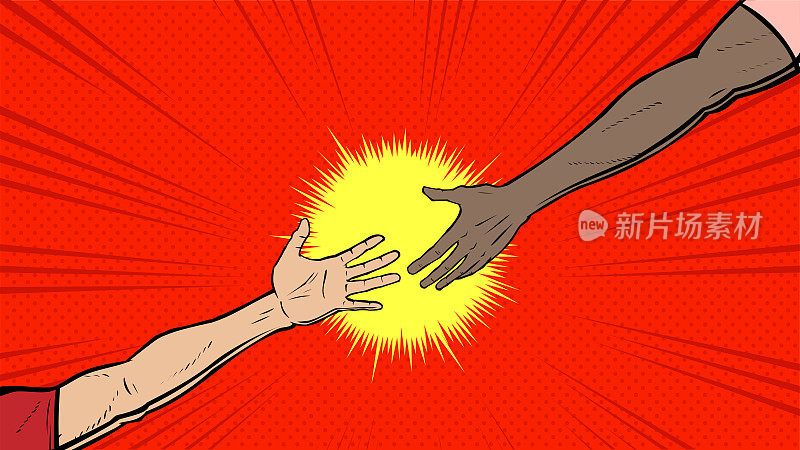 矢量复古波普艺术肌肉帮助手股票插图