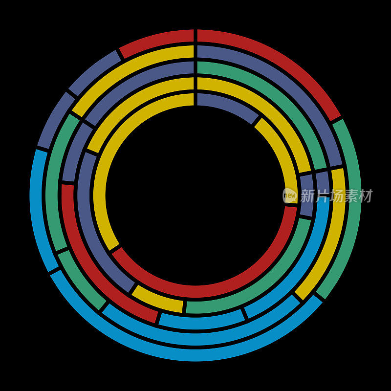 多色圆形截面图案