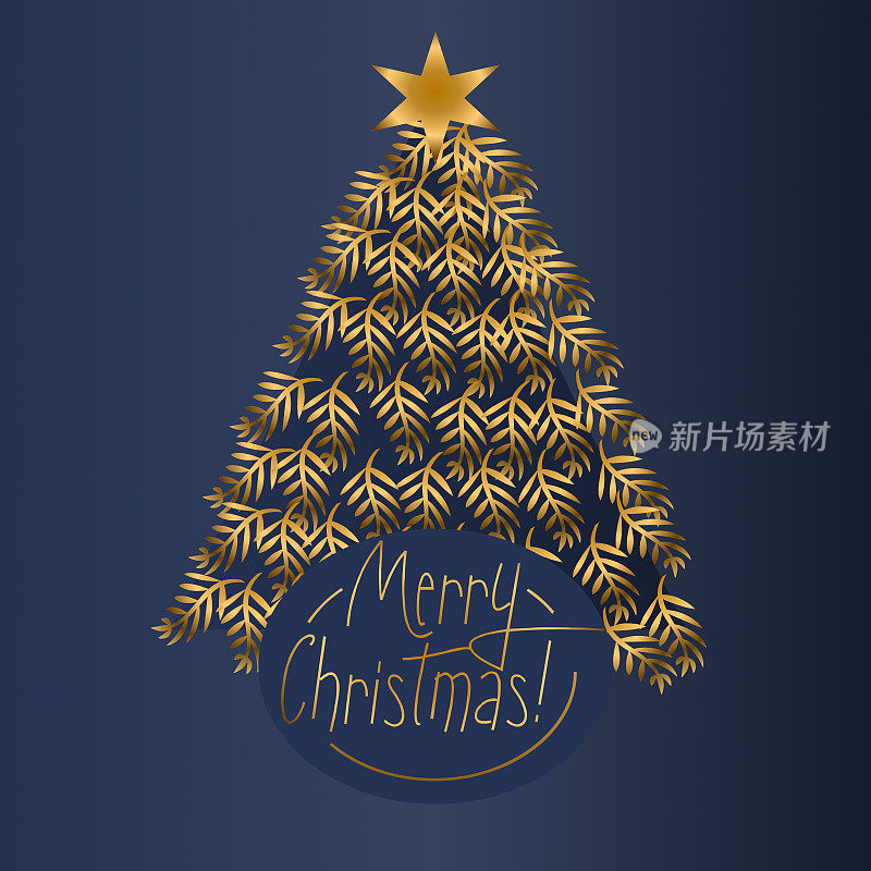 海军蓝和金色的圣诞贺卡。