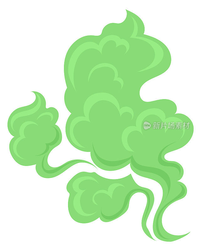 有毒的云。卡通绿屁。不好的气味