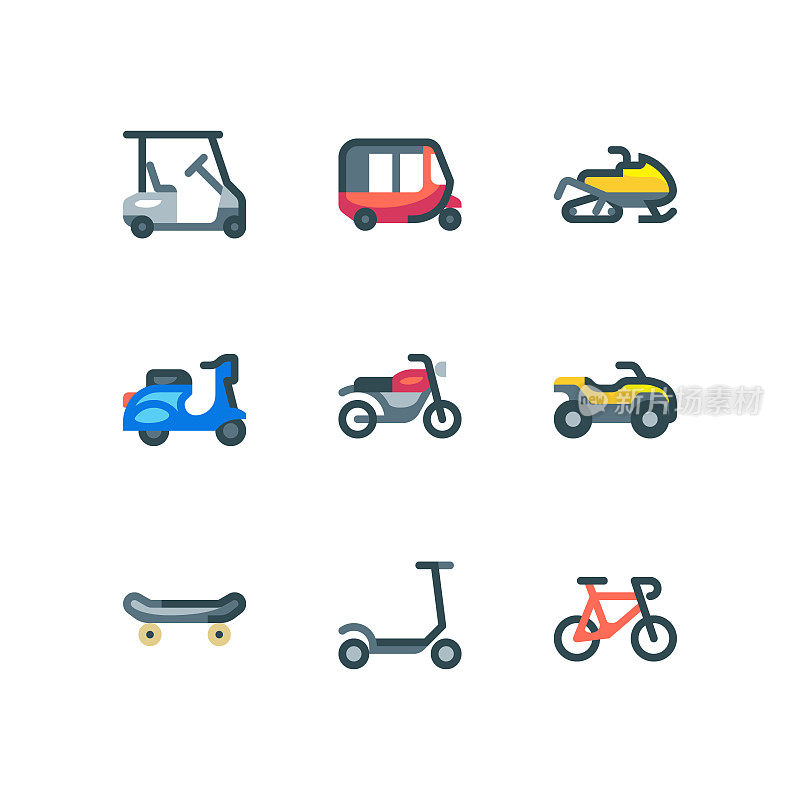 摩托车和小型车辆图标集