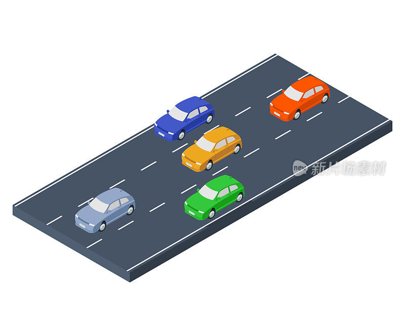 汽车在路上行驶,等距