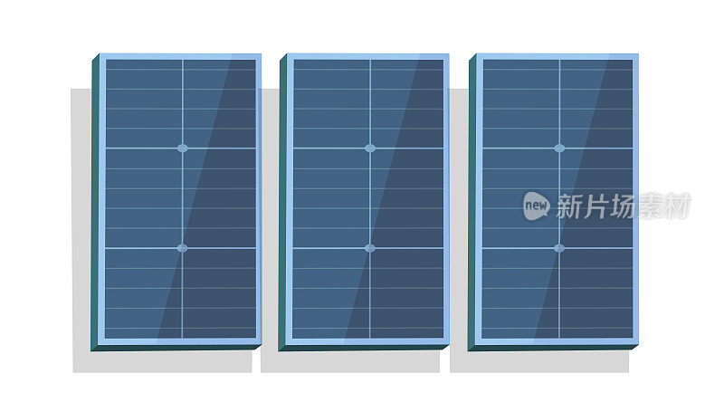3d太阳能电池板模块集孤立矢量或可再生太阳能光伏电池技术图文插图上的白色背景图像