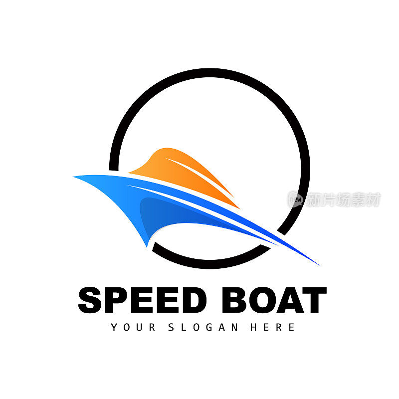 快艇标志，快速货船矢量，帆船，船舶制造公司设计，水路航运，海上车辆，运输