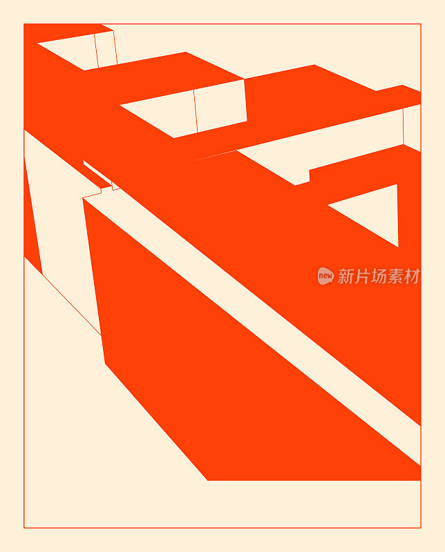 橙色极简几何图案与线条的小册子封面设计