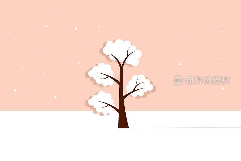 雪中的一棵树