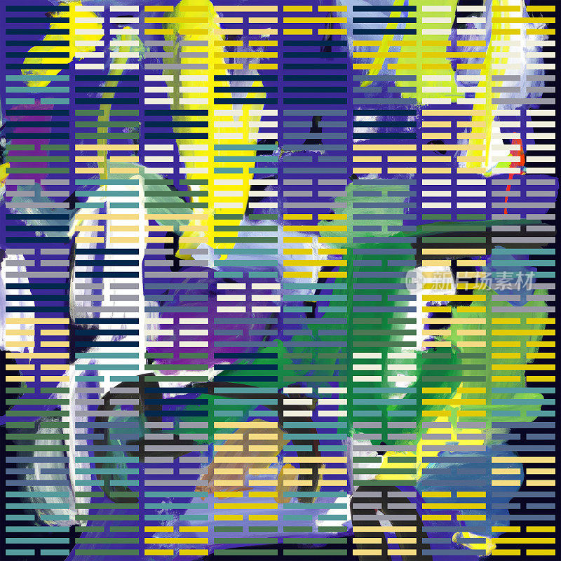 易经抽象表现主义背景绿黄紫