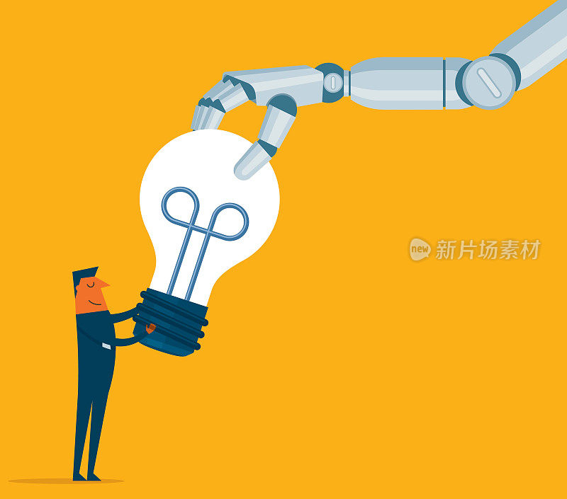 商人-人工智能机器人-灯泡