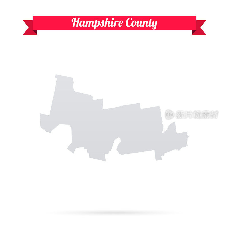 汉普郡，马萨诸塞州。白底红旗地图