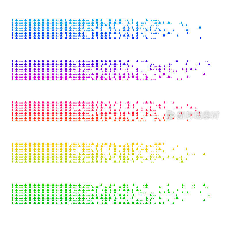一组现代像素化(小三角形)横幅向右溶解
