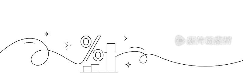 连续线绘制通货膨胀图标。手绘符号矢量插图。