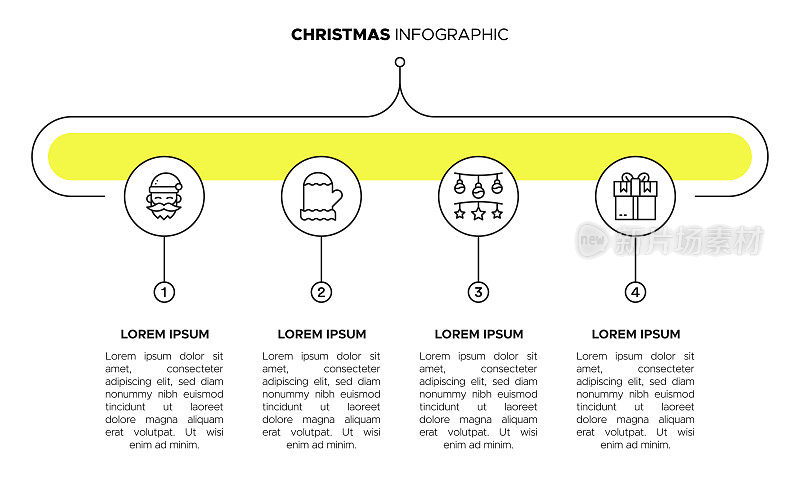 圣诞信息图表模板。寒假矢量设计。新年快乐概念图标