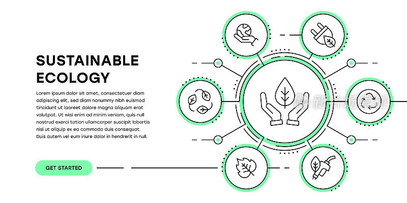 可持续生态网页横幅与信息图表