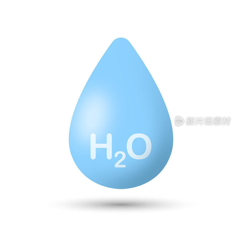 H2O水滴图标矢量设计。