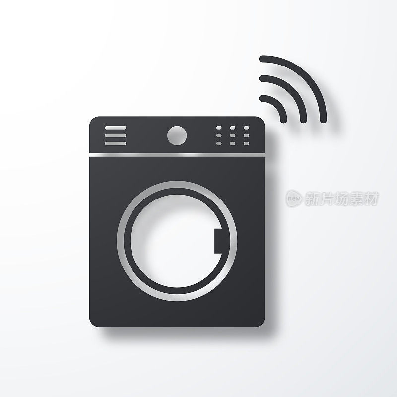 智能洗衣机。白色背景上的阴影图标