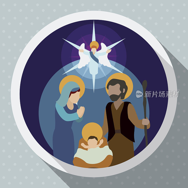 天使拜访小耶稣的基督诞生场景。