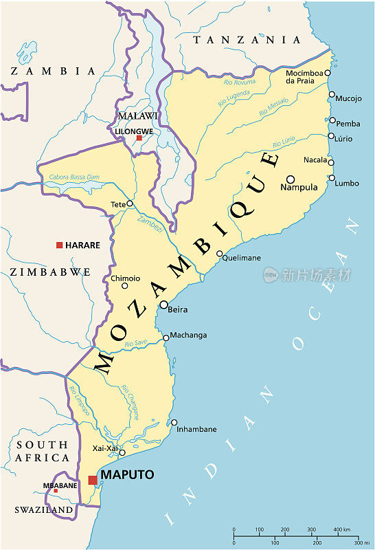 莫桑比克政治地图