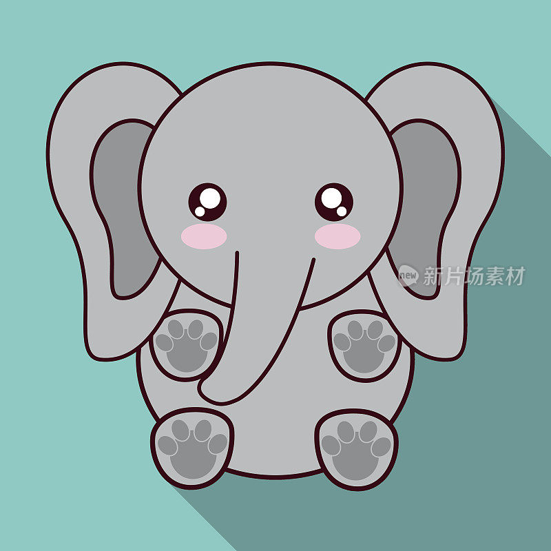 卡哇伊的大象图标。可爱的动物。矢量图形