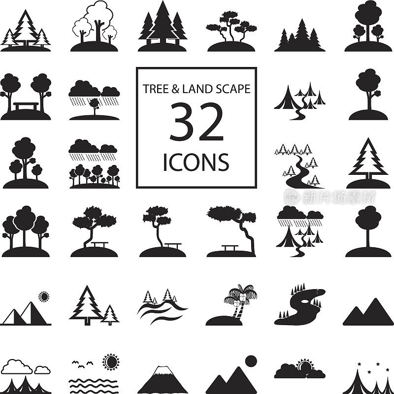 树和景观32个图标。