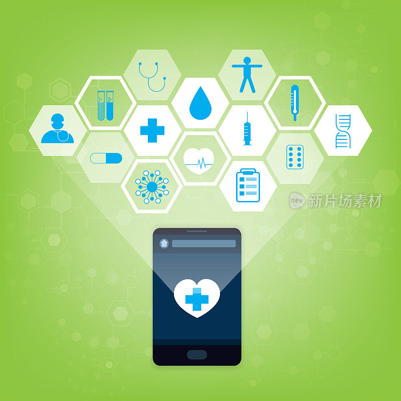 医学医生图标和现代智能手机界面作为医学概念