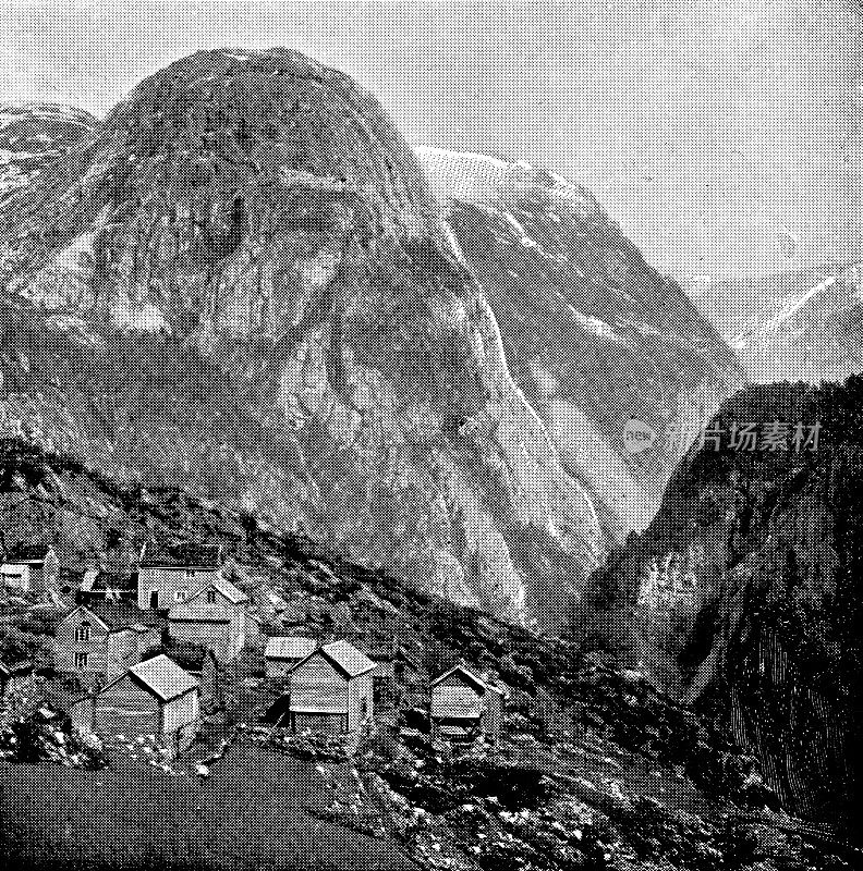 挪威霍达兰的纳罗伊达伦山谷的斯托尔海姆和乔达尔斯滕山村庄――19世纪