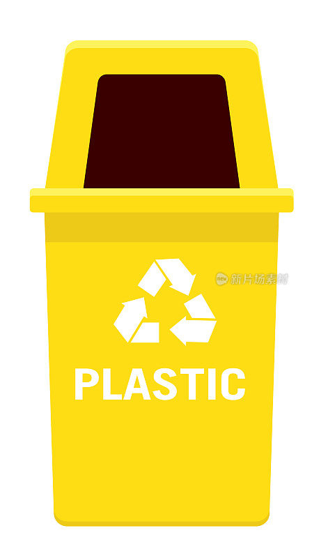 现代塑料垃圾或回收箱与颜色代码