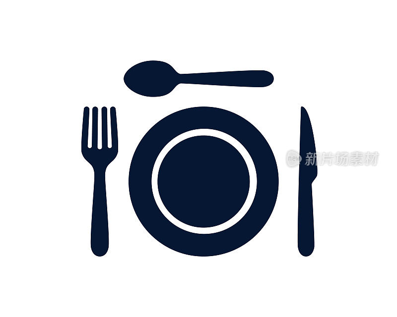 餐桌上的刀叉餐具，表明用餐者或食物的载体