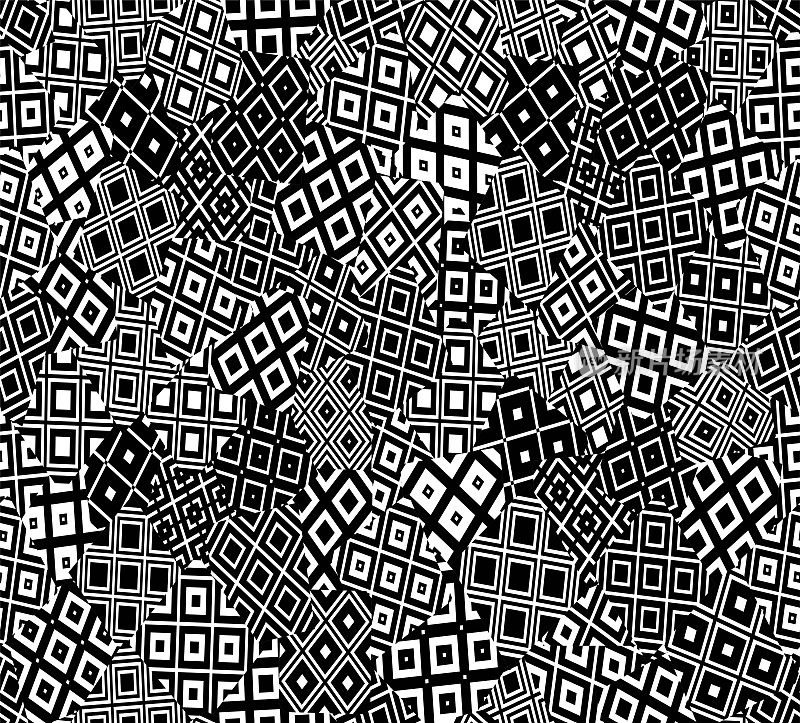 无缝黑白抽象几何图案