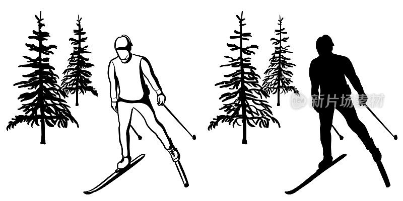 X-Country滑板滑雪剪影