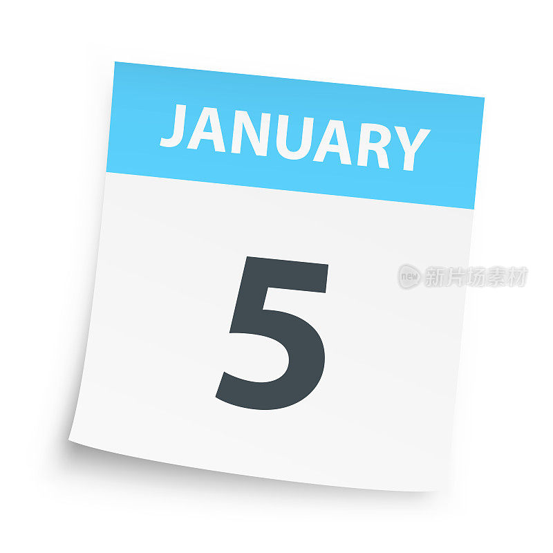 1月5日-每日日历上的白色背景
